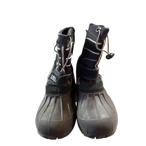 Totes Winter Boots Kids Black 1 Grey Insulated Snow Boots Hook and Loop Closure - Picture 2 of 8